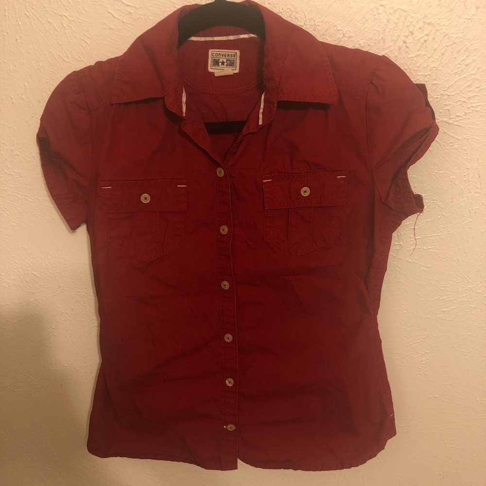 Cute crinkly button down cargo-style shirt.